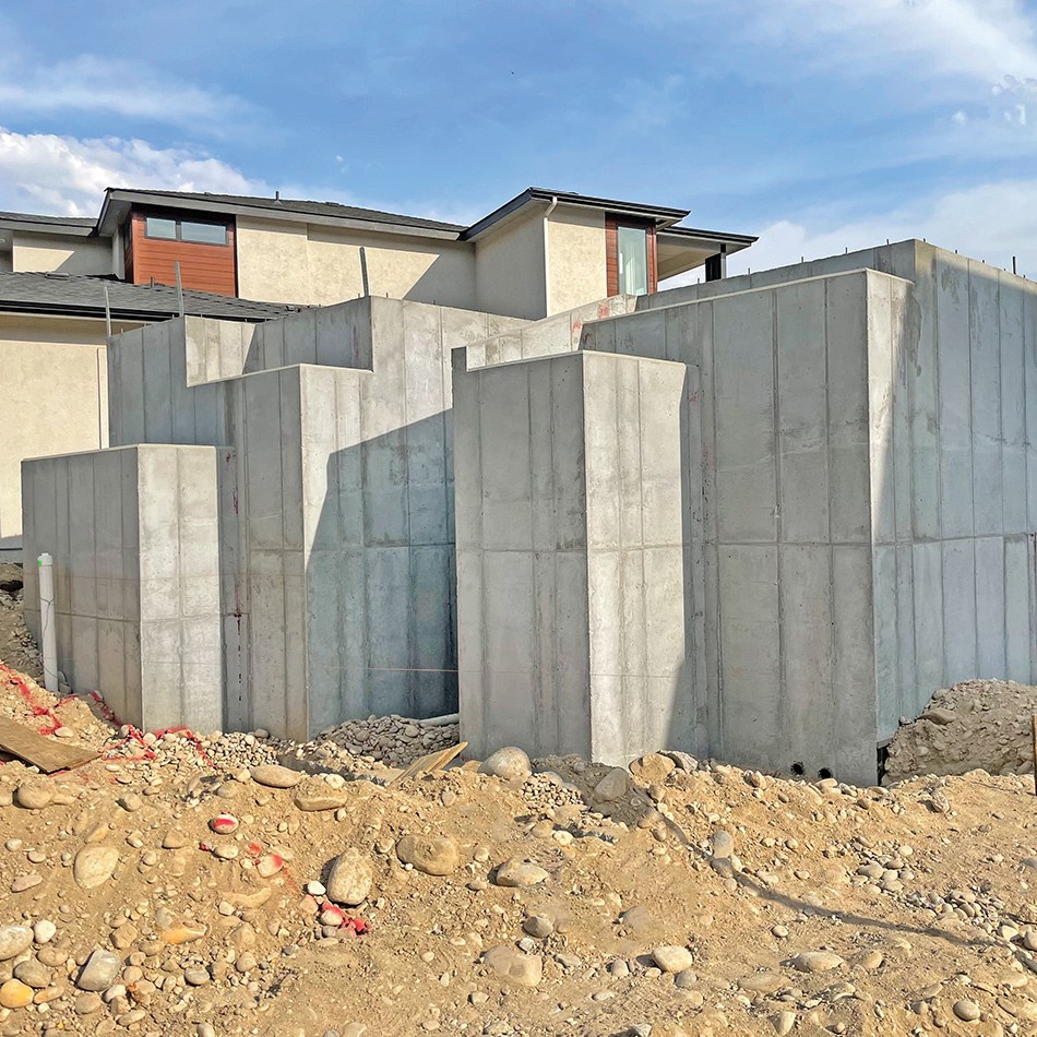 Concrete walls under construction at a job site